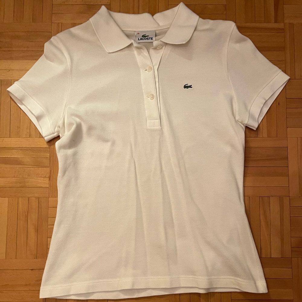 Lacoste Women's Cream Button Down Shirt (Size 38)